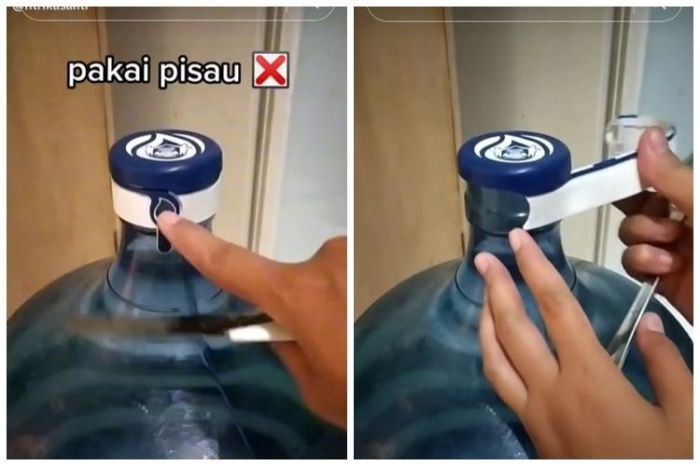 Cara membuka tutup galon