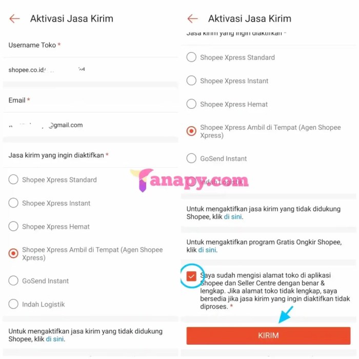 Cara mengganti jasa pengiriman di shopee