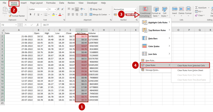 Cara menghilangkan conditional formatting