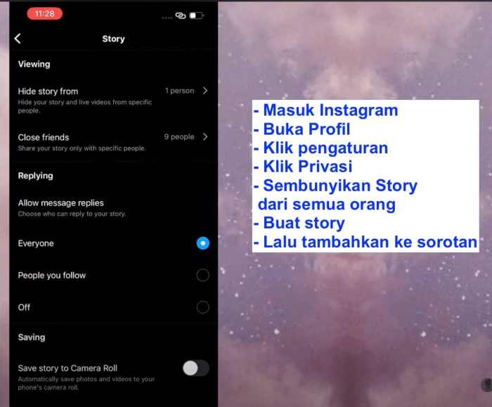 Cara membuat sorotan ig dari galeri