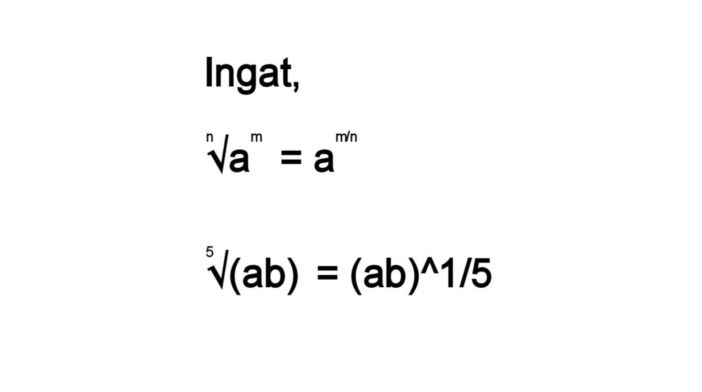 Cara mengubah akar menjadi pangkat
