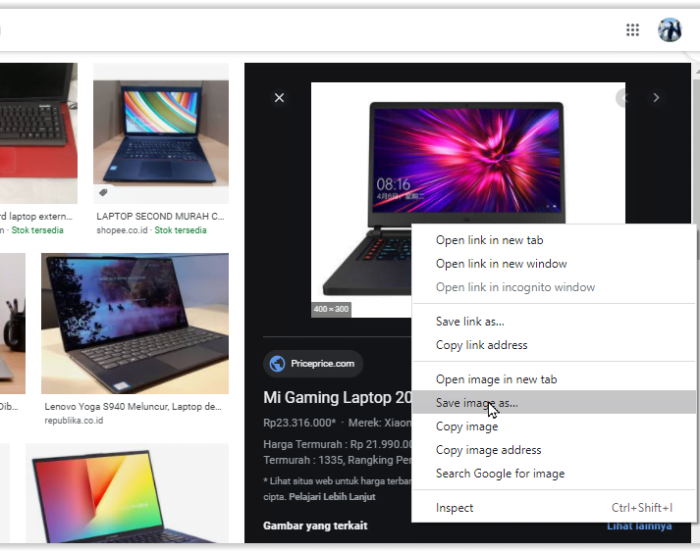 Cara download gambar di google laptop