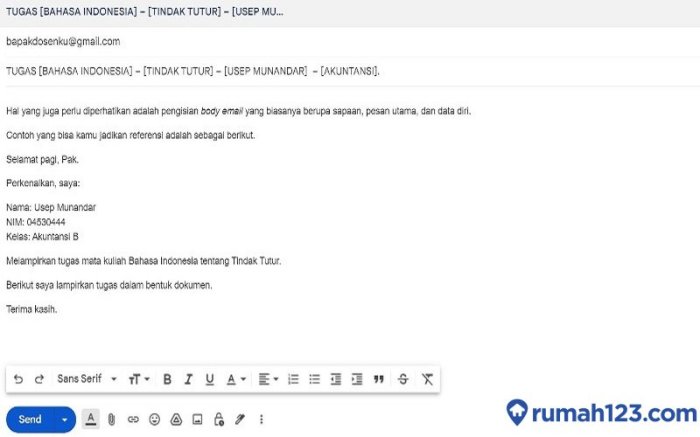 Cara mengirim tugas di email