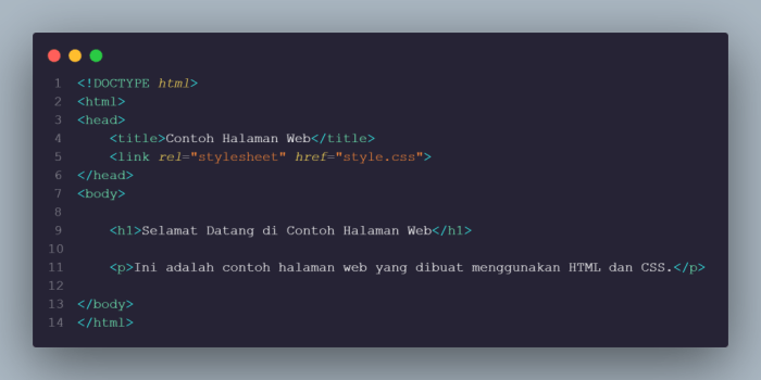 Cara menggabungkan html dan css