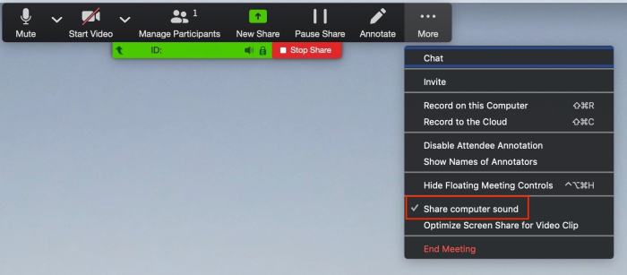 Cara share sound di zoom