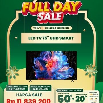 TV 75 Inci Diskon 70% di Transmart Full Day Sale! Cuma Sehari!